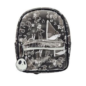 The Nightmare Before Christmas Mini Backpack Black White Faux Leather Disney NWT